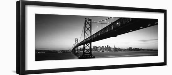 Bridge across a Bay with City Skyline in the Background, Bay Bridge, San Francisco Bay-null-Framed Photographic Print