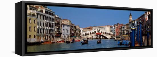 Bridge across a Canal, Rialto Bridge, Grand Canal, Venice, Veneto, Italy-null-Framed Premier Image Canvas