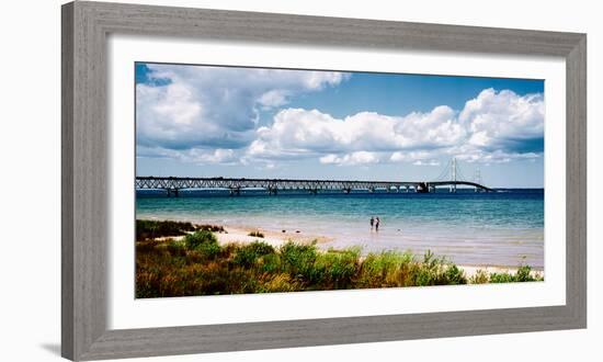 Bridge across a Lake, Mackinac Bridge, Mackinaw City, Michigan, USA-null-Framed Photographic Print