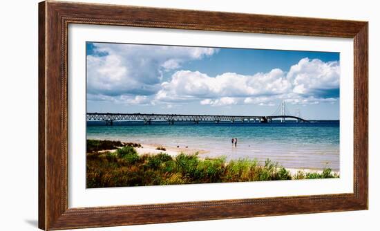 Bridge across a Lake, Mackinac Bridge, Mackinaw City, Michigan, USA-null-Framed Photographic Print