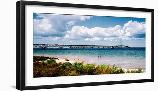 Bridge across a Lake, Mackinac Bridge, Mackinaw City, Michigan, USA-null-Framed Photographic Print