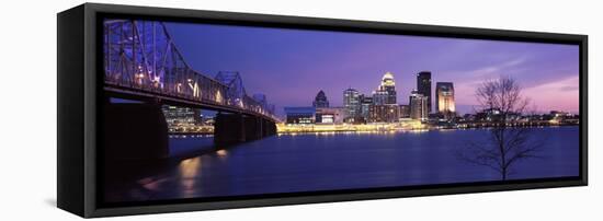 Bridge across a River at Dusk, George Rogers Clark Memorial Bridge, Ohio River, Louisville-null-Framed Premier Image Canvas