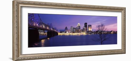 Bridge across a River at Dusk, George Rogers Clark Memorial Bridge, Ohio River, Louisville-null-Framed Photographic Print