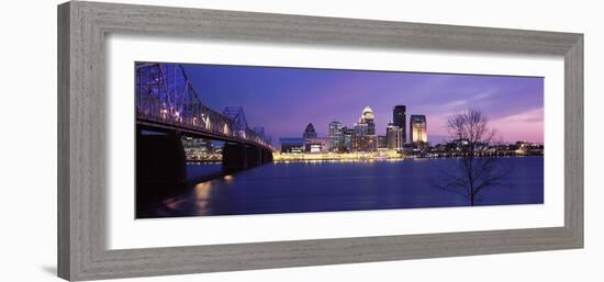 Bridge across a River at Dusk, George Rogers Clark Memorial Bridge, Ohio River, Louisville-null-Framed Photographic Print