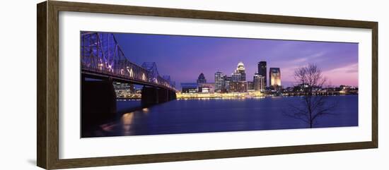 Bridge across a River at Dusk, George Rogers Clark Memorial Bridge, Ohio River, Louisville-null-Framed Photographic Print