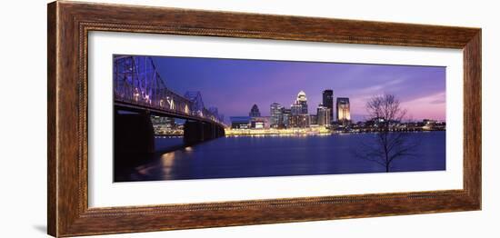 Bridge across a River at Dusk, George Rogers Clark Memorial Bridge, Ohio River, Louisville-null-Framed Photographic Print