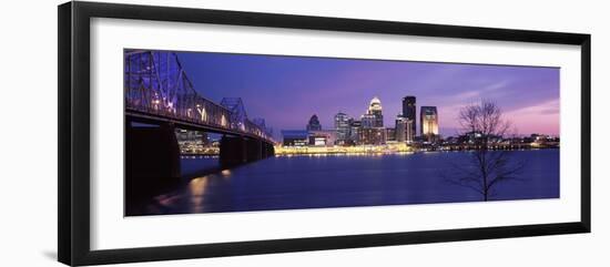 Bridge across a River at Dusk, George Rogers Clark Memorial Bridge, Ohio River, Louisville-null-Framed Photographic Print