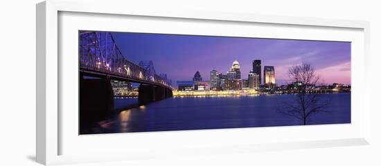 Bridge across a River at Dusk, George Rogers Clark Memorial Bridge, Ohio River, Louisville-null-Framed Photographic Print