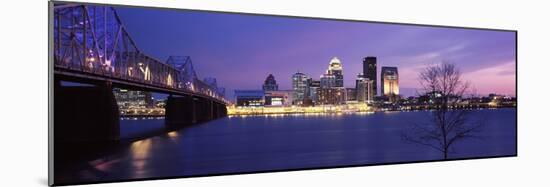 Bridge across a River at Dusk, George Rogers Clark Memorial Bridge, Ohio River, Louisville-null-Mounted Photographic Print