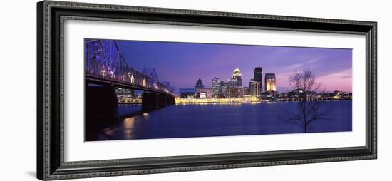 Bridge across a River at Dusk, George Rogers Clark Memorial Bridge, Ohio River, Louisville-null-Framed Photographic Print