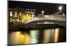 Bridge across a River at Night, Ha'Penny Bridge, Liffey River, Dublin-null-Mounted Photographic Print