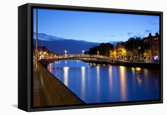 Bridge across a River, Ha'Penny Bridge, Liffey River, Dublin-null-Framed Premier Image Canvas