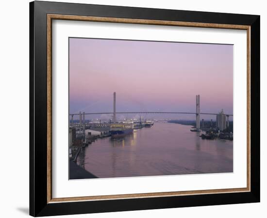 Bridge Across a River, Talmadge Bridge, Savannah River, Savannah, Atlanta, Georgia, USA-null-Framed Photographic Print
