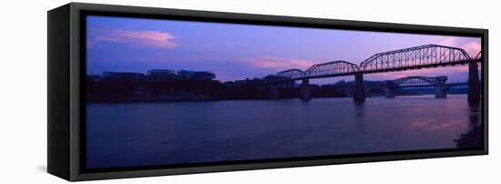 Bridge across a River, Walnut Street Bridge, Tennessee River, Chattanooga, Tennessee, USA-null-Framed Premier Image Canvas