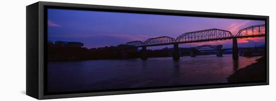 Bridge across a River, Walnut Street Bridge, Tennessee River, Chattanooga, Tennessee, USA-null-Framed Premier Image Canvas