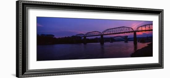 Bridge across a River, Walnut Street Bridge, Tennessee River, Chattanooga, Tennessee, USA-null-Framed Photographic Print