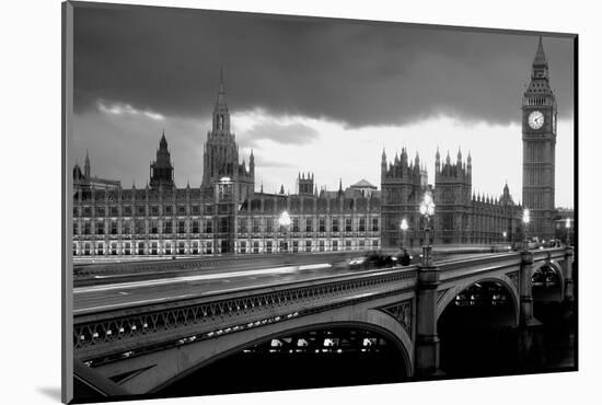 Bridge across a river, Westminster Bridge, Houses Of Parliament, Big Ben, London, England-null-Mounted Photographic Print