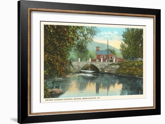 Bridge across Central Brook, Manchester, Vermont-null-Framed Premium Giclee Print