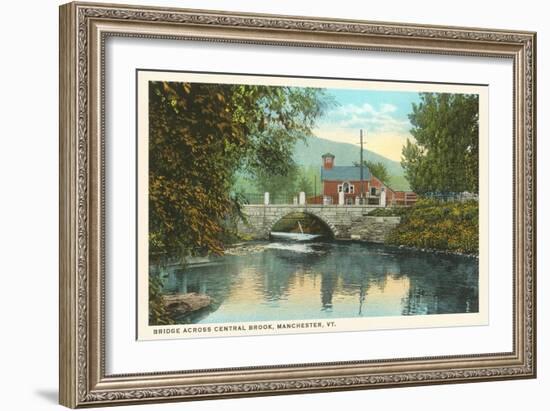 Bridge across Central Brook, Manchester, Vermont-null-Framed Art Print