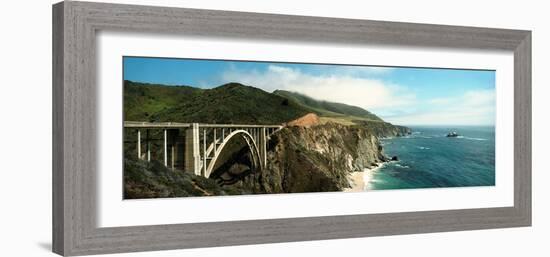 Bridge across Hills at the Coast, Bixby Bridge, Highway 101, Big Sur, California, USA-null-Framed Photographic Print