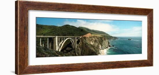 Bridge across Hills at the Coast, Bixby Bridge, Highway 101, Big Sur, California, USA-null-Framed Photographic Print