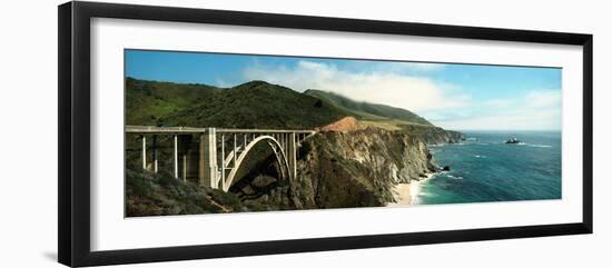 Bridge across Hills at the Coast, Bixby Bridge, Highway 101, Big Sur, California, USA-null-Framed Photographic Print