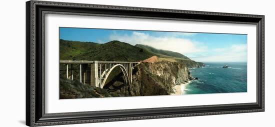 Bridge across Hills at the Coast, Bixby Bridge, Highway 101, Big Sur, California, USA-null-Framed Photographic Print