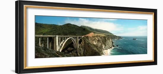 Bridge across Hills at the Coast, Bixby Bridge, Highway 101, Big Sur, California, USA-null-Framed Photographic Print