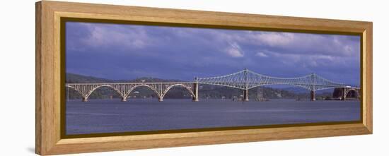 Bridge across the River, Conde B. McCullough Memorial Bridge, Coos Bay, North Bend, Oregon, USA-null-Framed Premier Image Canvas