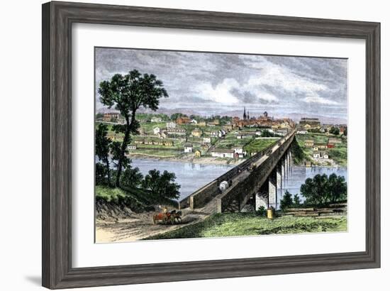 Bridge across the Tennessee River at Knoxville, 1870s-null-Framed Giclee Print