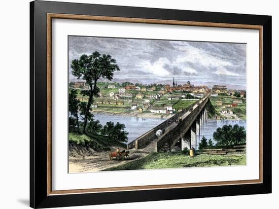 Bridge across the Tennessee River at Knoxville, 1870s-null-Framed Giclee Print