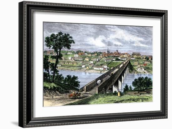 Bridge across the Tennessee River at Knoxville, 1870s-null-Framed Giclee Print