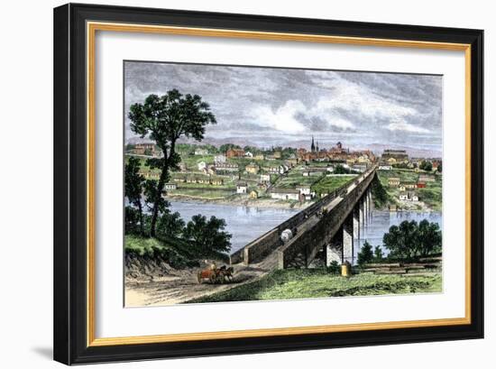 Bridge across the Tennessee River at Knoxville, 1870s-null-Framed Giclee Print