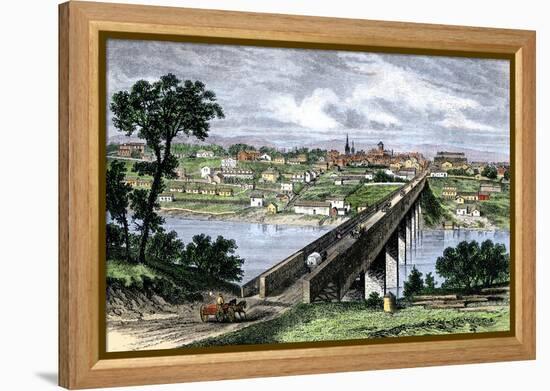 Bridge across the Tennessee River at Knoxville, 1870s-null-Framed Premier Image Canvas