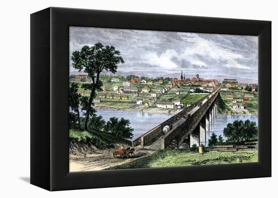 Bridge across the Tennessee River at Knoxville, 1870s-null-Framed Premier Image Canvas