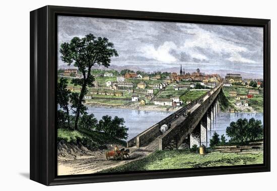 Bridge across the Tennessee River at Knoxville, 1870s-null-Framed Premier Image Canvas