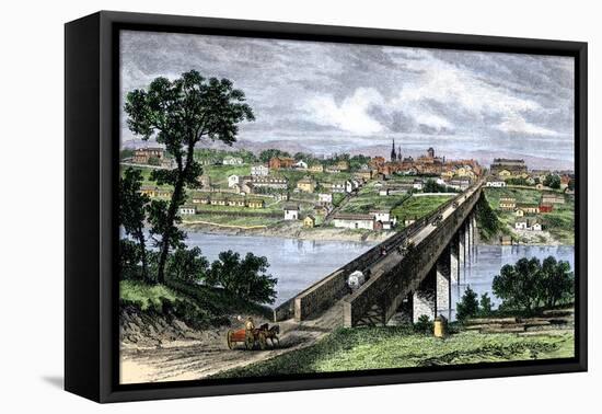 Bridge across the Tennessee River at Knoxville, 1870s-null-Framed Premier Image Canvas