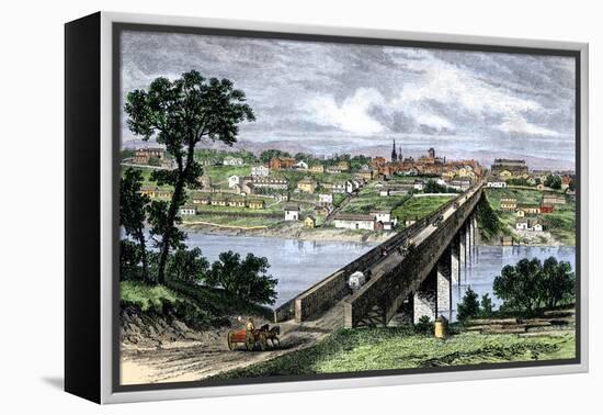 Bridge across the Tennessee River at Knoxville, 1870s-null-Framed Premier Image Canvas