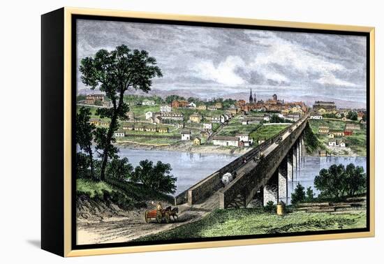 Bridge across the Tennessee River at Knoxville, 1870s-null-Framed Premier Image Canvas