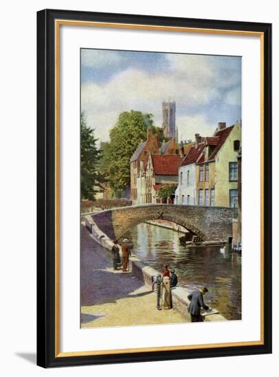 Bridge and Green Quay, Bruges, Belgium, C1924-Horace W Nicholls-Framed Giclee Print