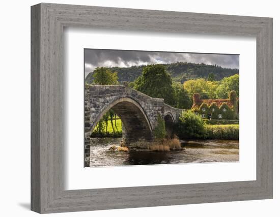Bridge and ivy covered cottage, Conwy Valley, North Wales, UK-Ross Hoddinott-Framed Photographic Print