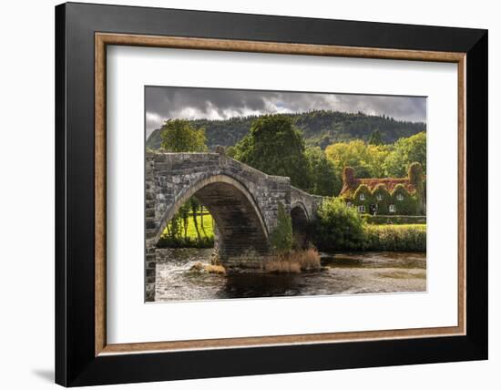 Bridge and ivy covered cottage, Conwy Valley, North Wales, UK-Ross Hoddinott-Framed Photographic Print