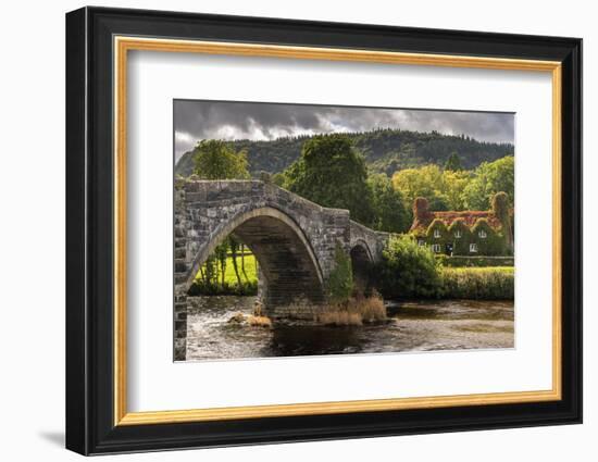 Bridge and ivy covered cottage, Conwy Valley, North Wales, UK-Ross Hoddinott-Framed Photographic Print