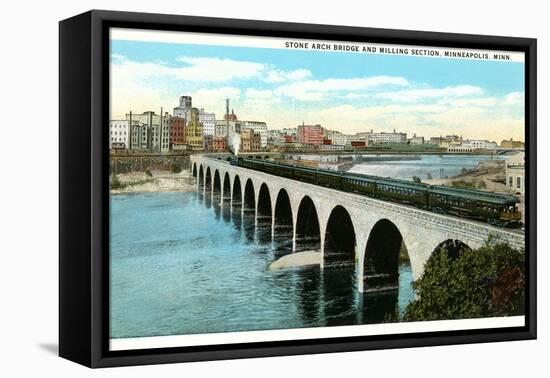 Bridge and Milling Section, Minneapolis, Minnesota-null-Framed Stretched Canvas