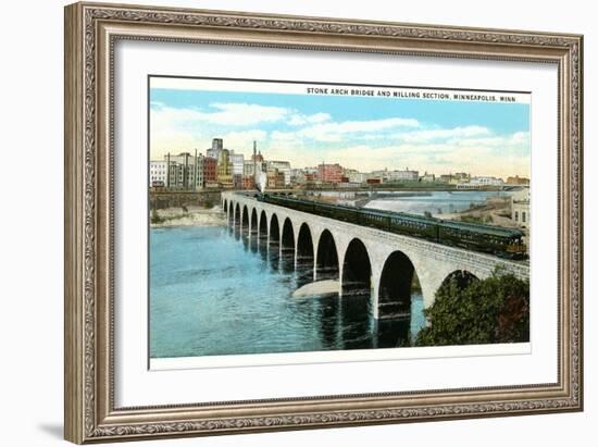 Bridge and Milling Section, Minneapolis, Minnesota-null-Framed Art Print