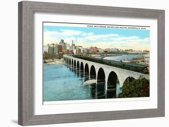 Bridge and Milling Section, Minneapolis, Minnesota-null-Framed Art Print