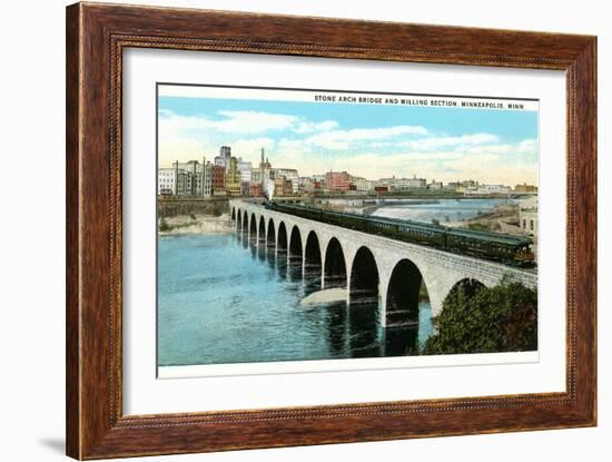 Bridge and Milling Section, Minneapolis, Minnesota-null-Framed Art Print