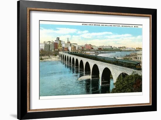 Bridge and Milling Section, Minneapolis, Minnesota-null-Framed Art Print