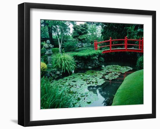 Bridge and Pond of Japanese Style Garden, Kildare, Ireland-Tony Wheeler-Framed Photographic Print