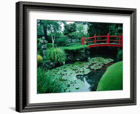 Bridge and Pond of Japanese Style Garden, Kildare, Ireland-Tony Wheeler-Framed Photographic Print